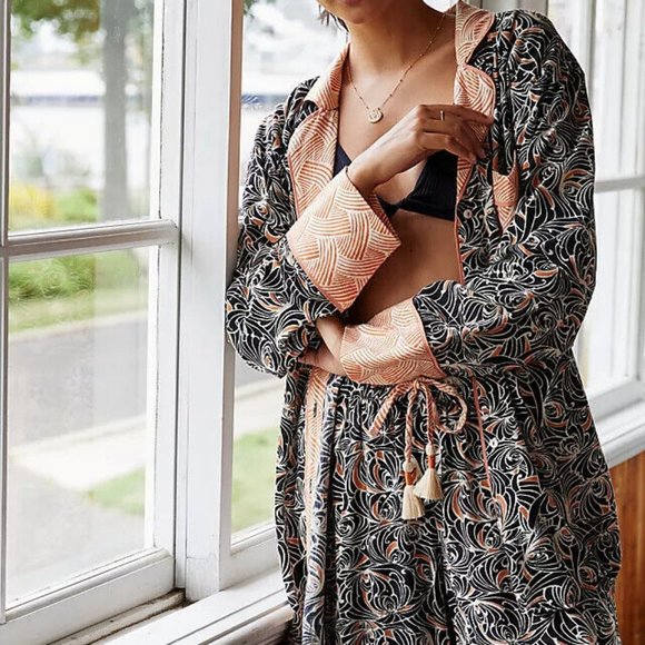 By Anthropologie Mix Print Top Buttondown Tunic S M & LP - Picture 2 of 8